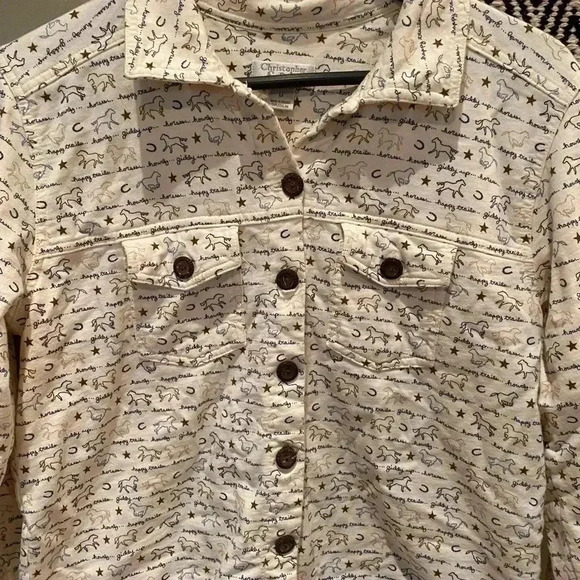 Y2K CHRISTOPHER & BANKS WESTERN HORSE BUTTON UP CARDIGAN LONG SLEEVE SIZE M - Picture 4 of 5
